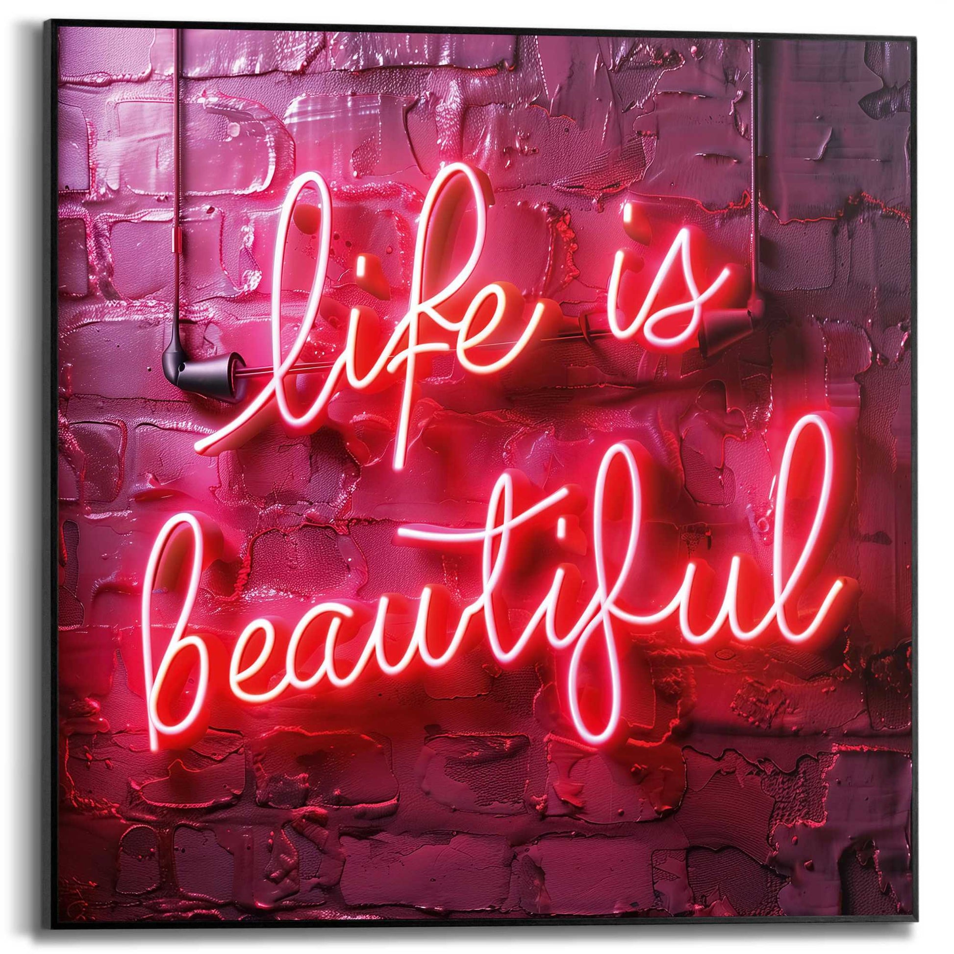 Black wooden frame Life is Beautiful 50x50