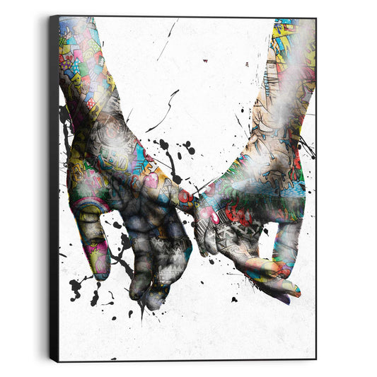 Canvas walldecoration Loving Coloured Hands 80x60