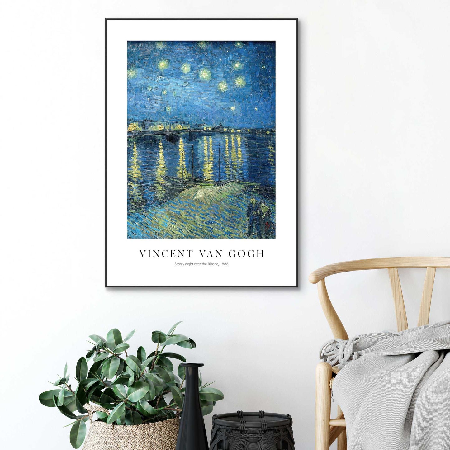 Framed in Black Van Gogh - starry night over the Rhone 70x50