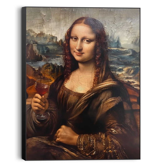 Canvas walldecoration Mona Lisa - wine lover 80x60