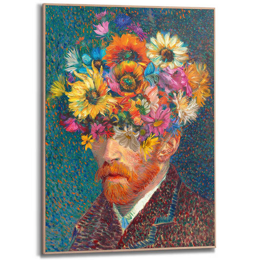 Framed in Wood Van Gogh - self portrait art edition 70x50