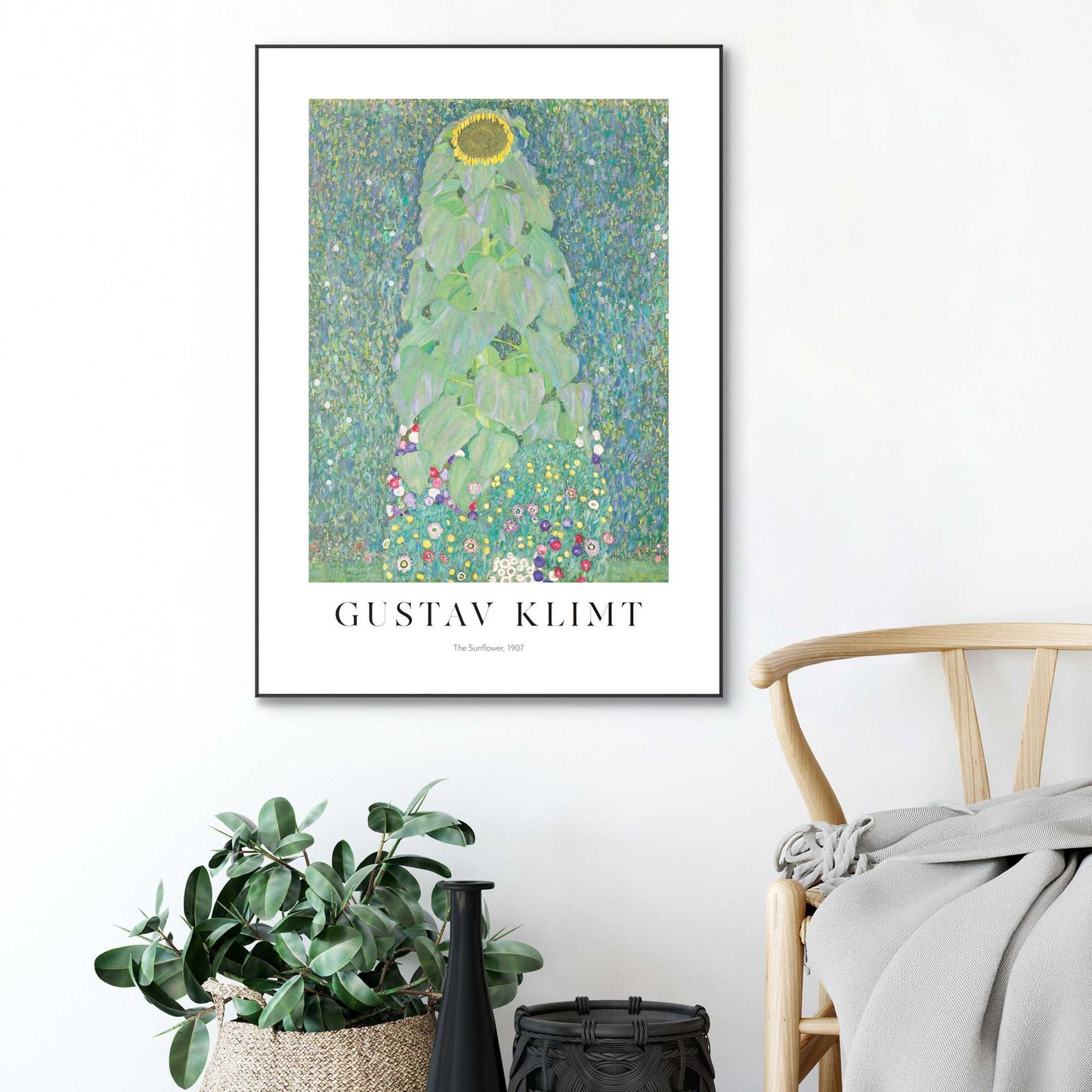 Framed in Black Gustav Klimt - the sunflower 70x50