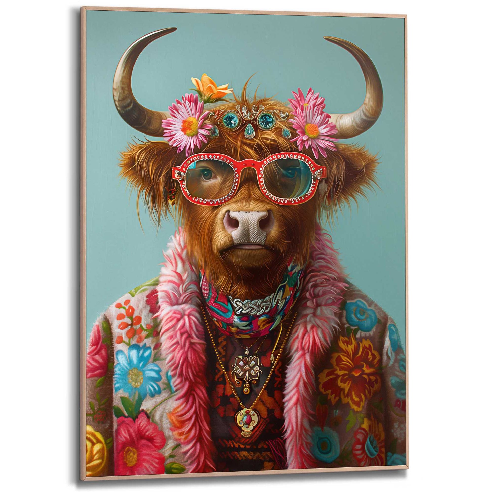 Framed in Wood Hippie Highlander 70x50