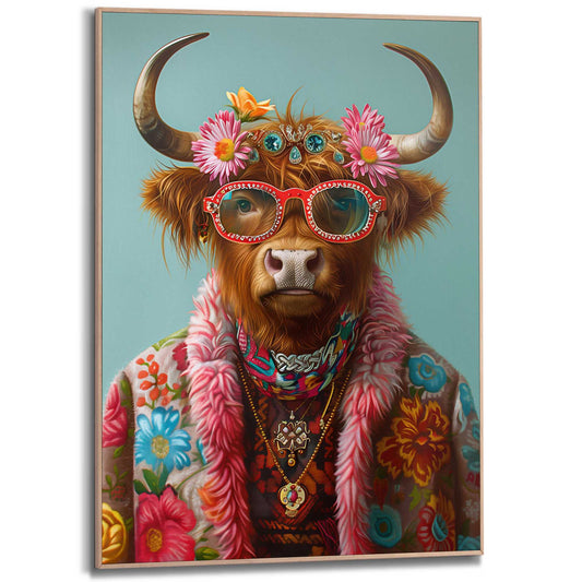 Framed in Wood Hippie Highlander 70x50