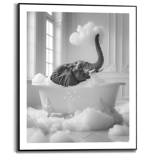 Framed in Black Bubbling Elephant 50x40
