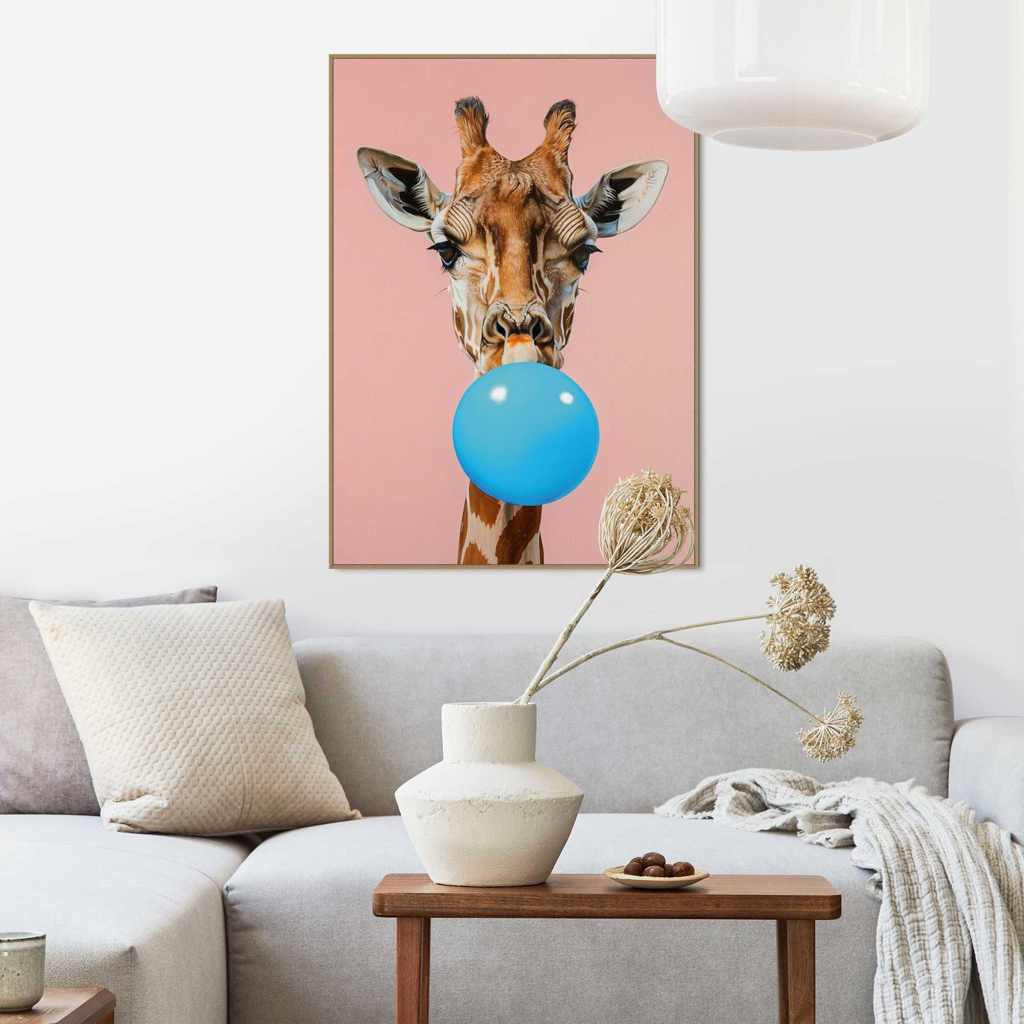 Framed in Wood Giraffe Gum 70x50