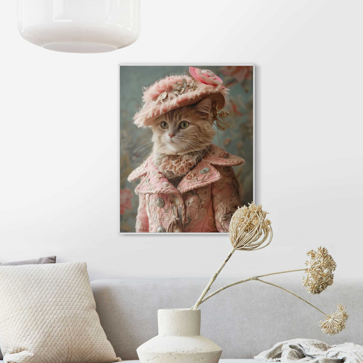 Framed in White Cat Fashion 50x40