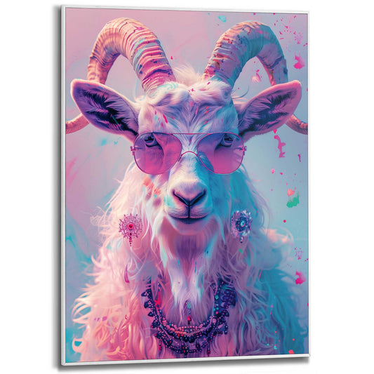 Framed in White Pinky Goat 70x50