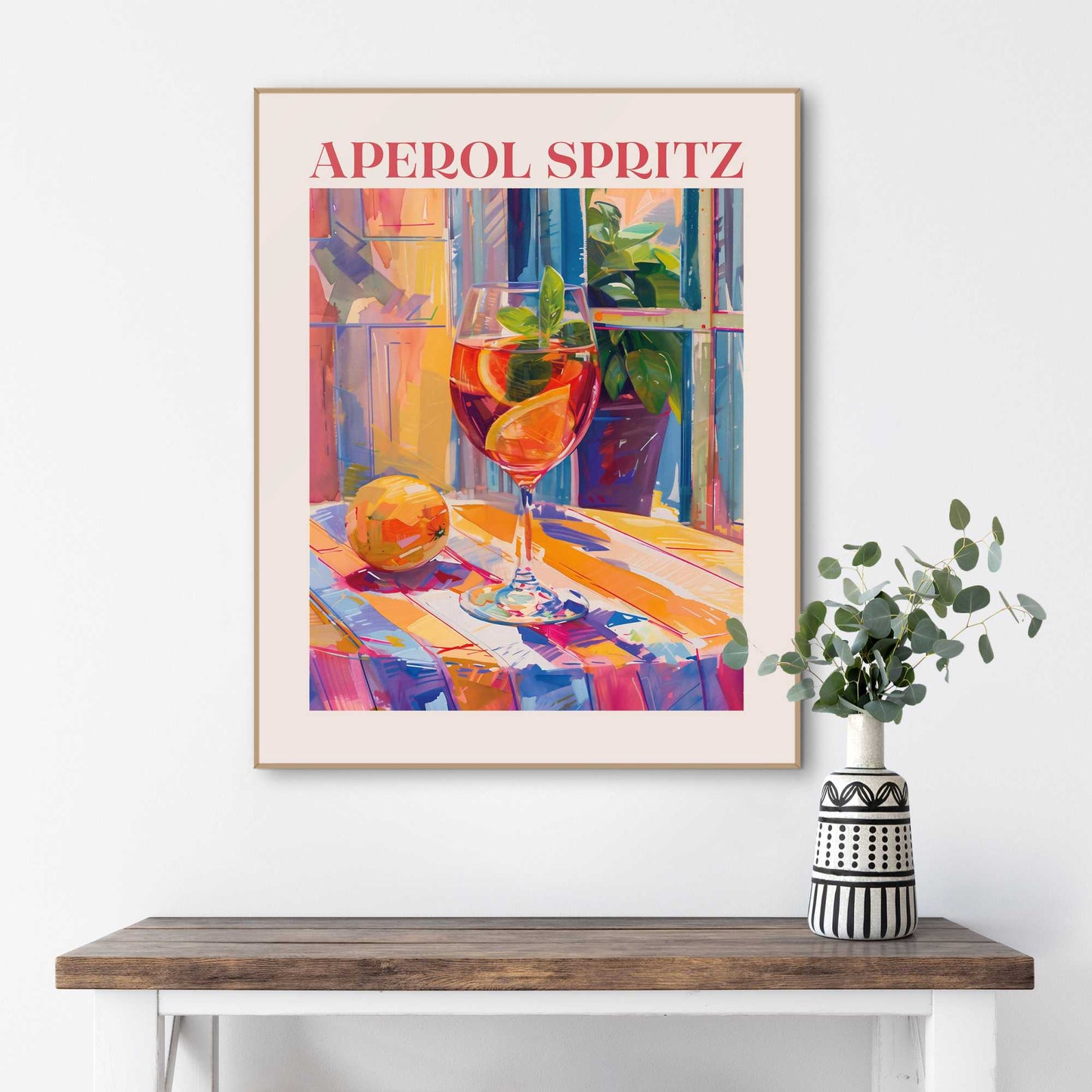Framed in Wood Delicious Aperol Spritz 50x40