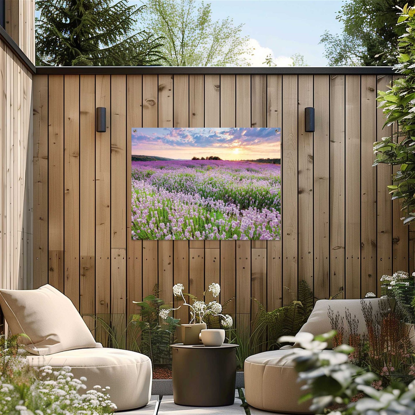 Outdoor Art Sunset Lavender Field 50x70