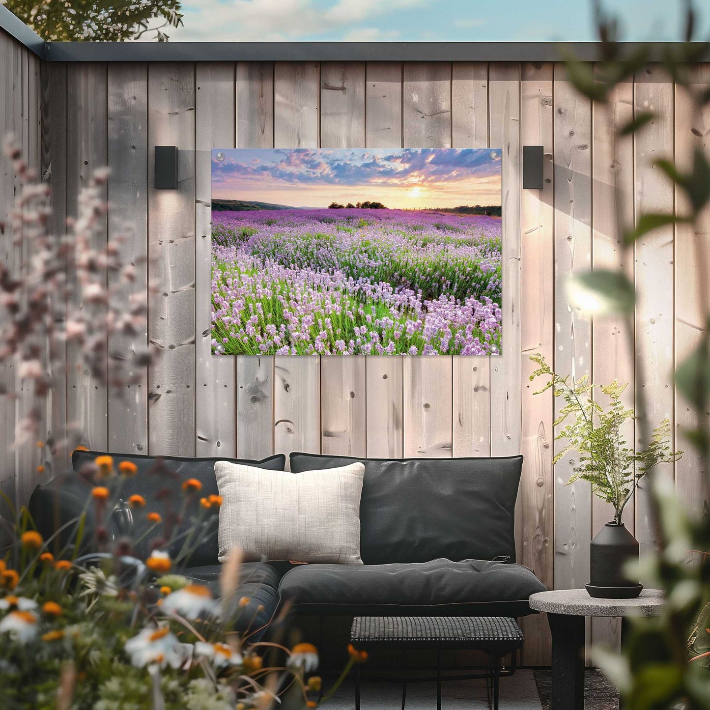 Outdoor Art Sunset Lavender Field 50x70