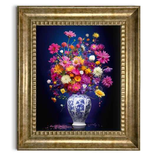 Stylish print in baroque frame Pink Flower Vase 65x55