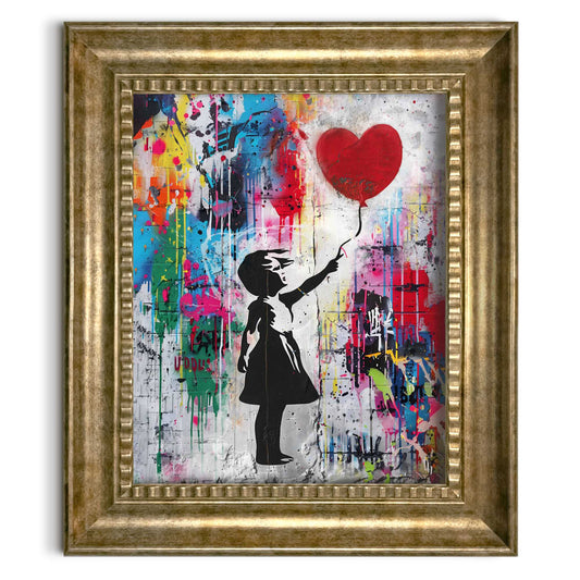 Stylish print in baroque frame Balloon Girl Colourful 65x55