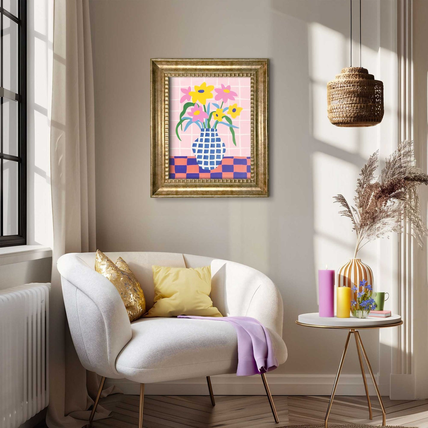Stylish print in baroque frame Spring Illustrations I 65x55
