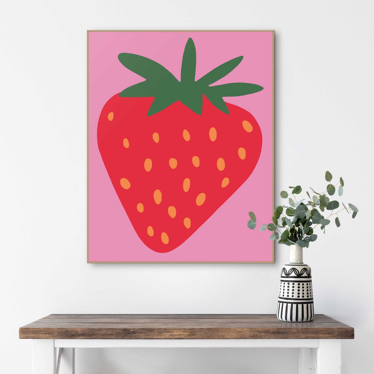 Framed in Wood Strawberry 50x40