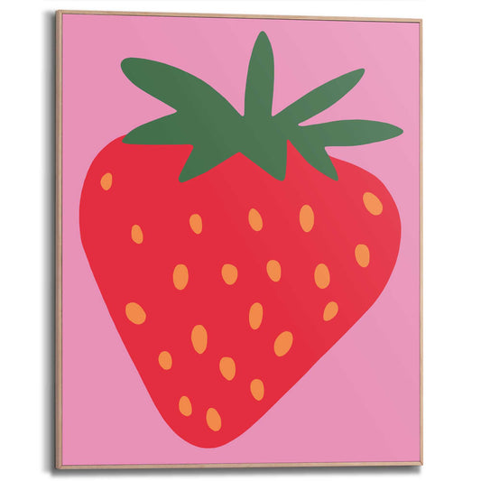 Framed in Wood Strawberry 50x40