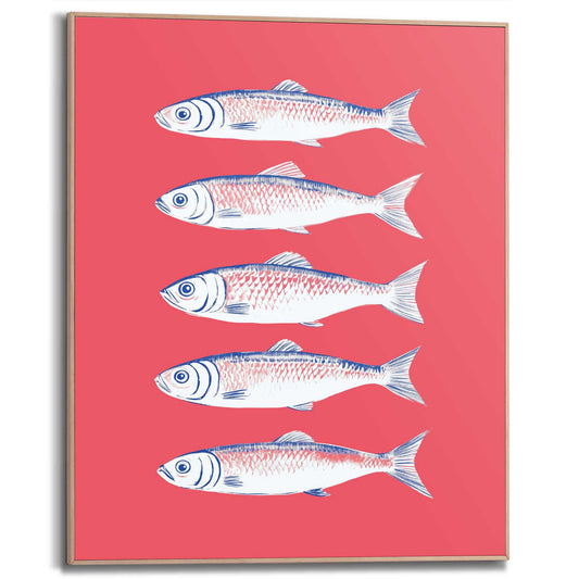 Framed in Wood Sardines 50x40