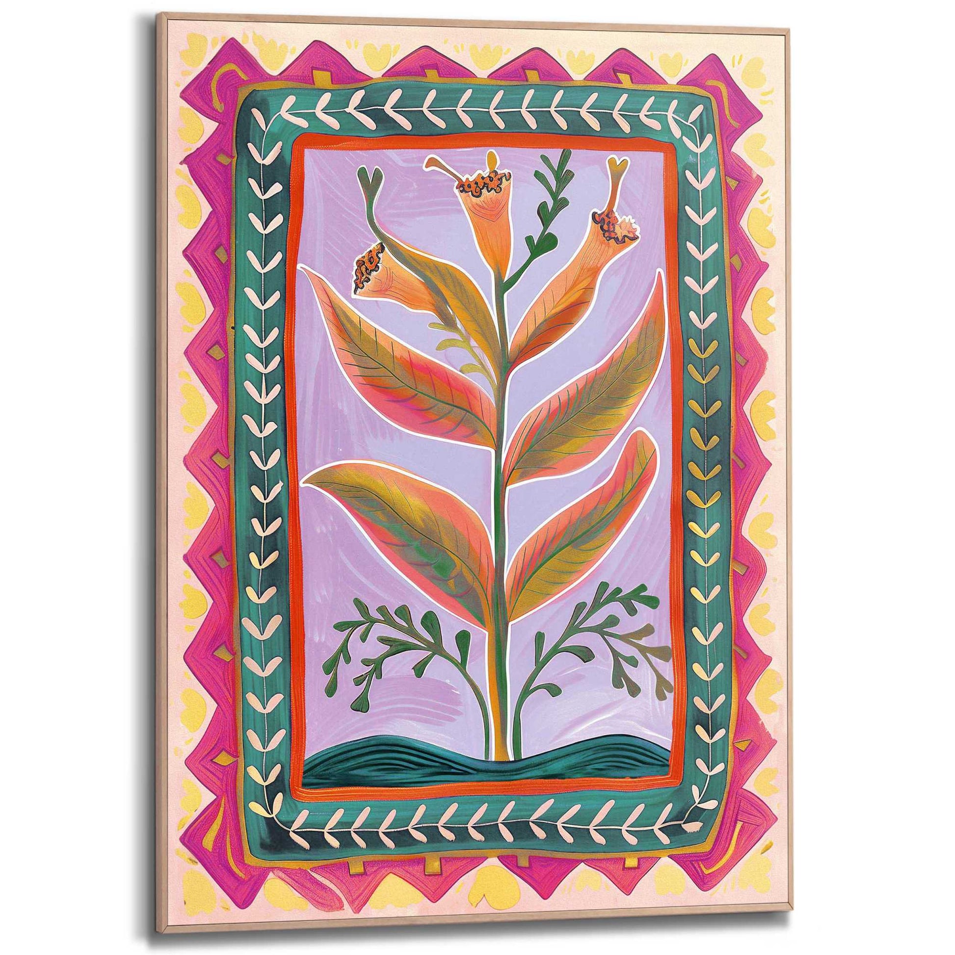 Framed in Wood Designer Leafs II 70x50