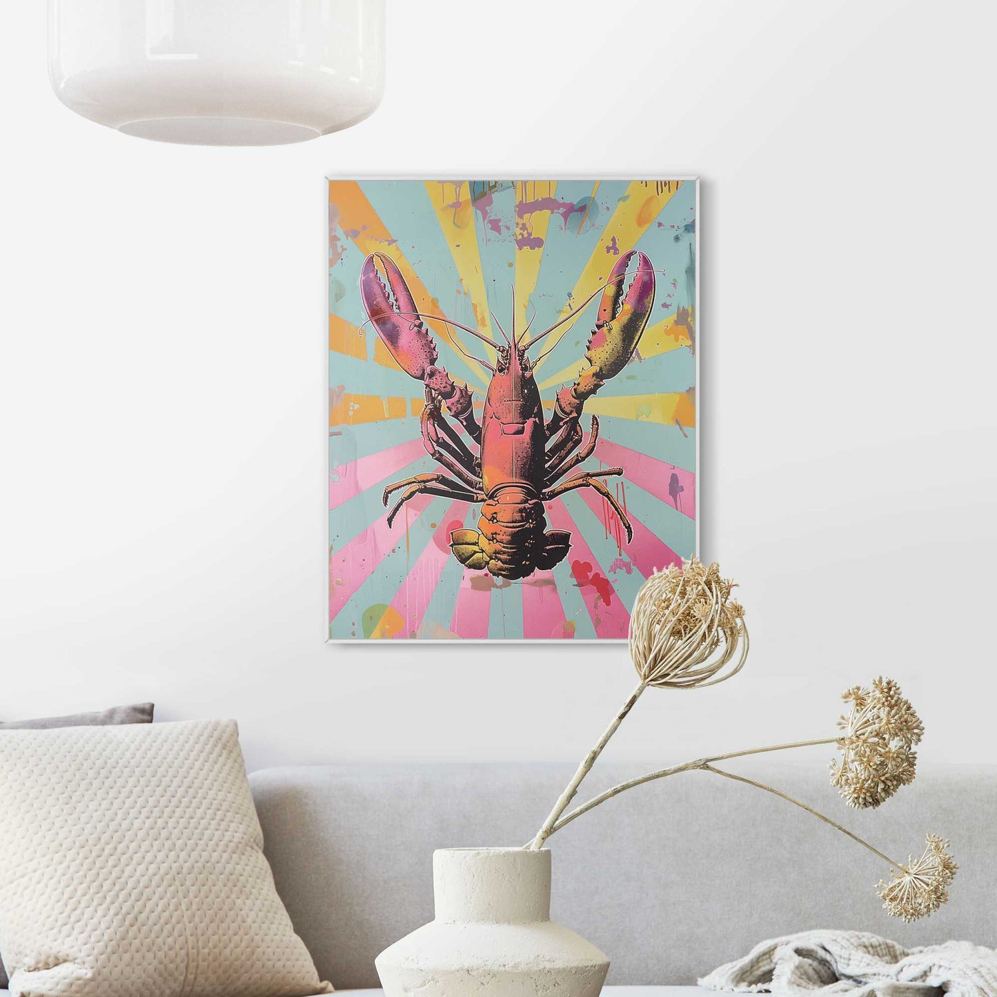 Framed in White Sunshine Lobster 50x40