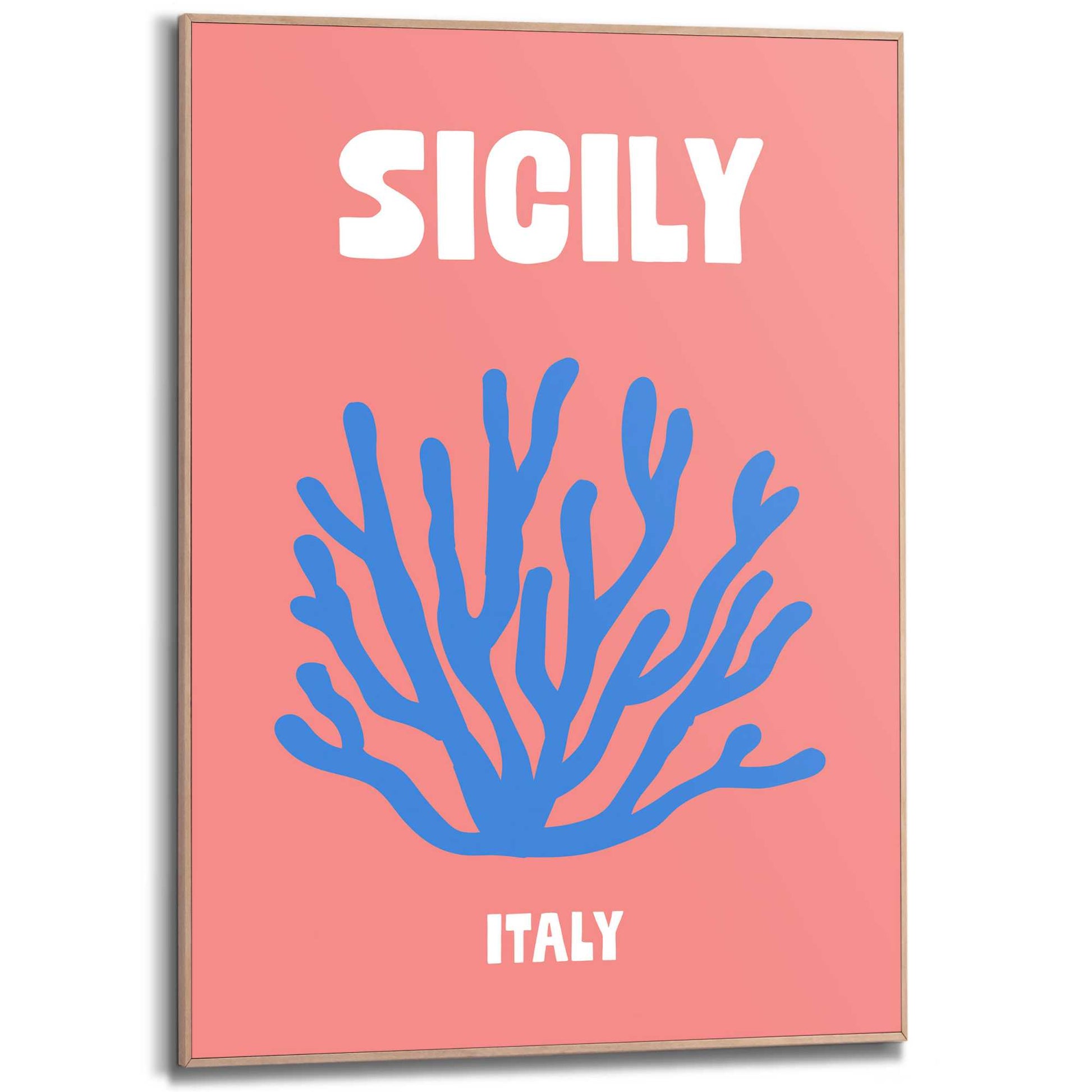 Framed in Wood Destination Sicily 70x50