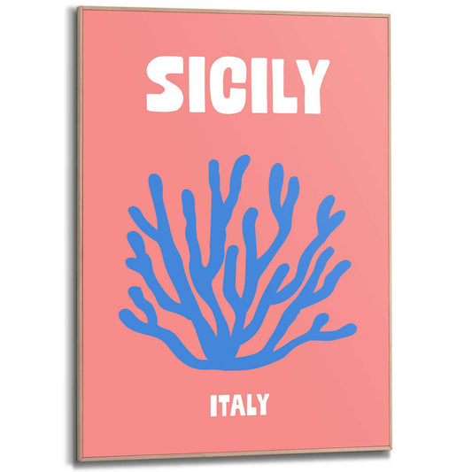 Framed in Wood Destination Sicily 70x50