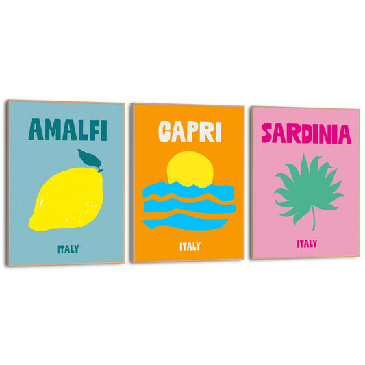 Framed in Wood Destination Italy Set 40x30