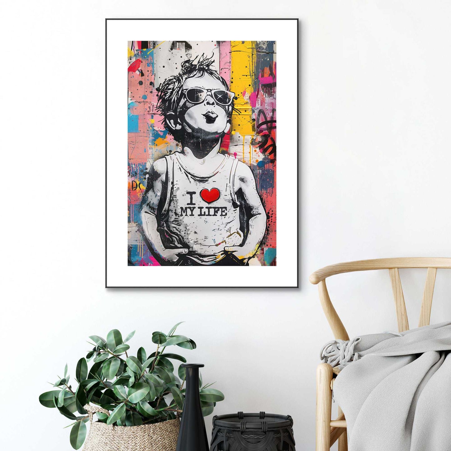 Framed in Black Little Rebel - colourful 70x50