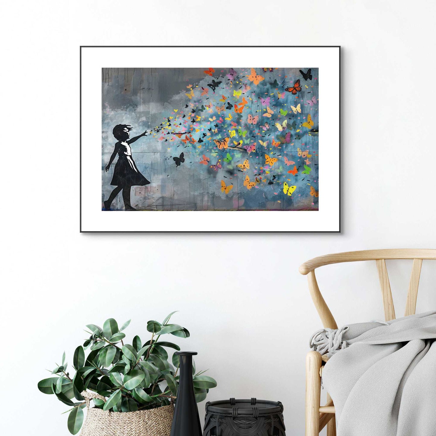 Framed in Black Balloon Girl Dark 50x70