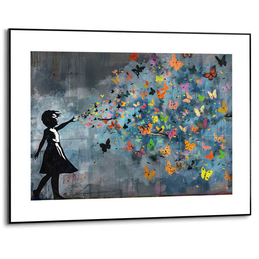Framed in Black Balloon Girl Dark 50x70