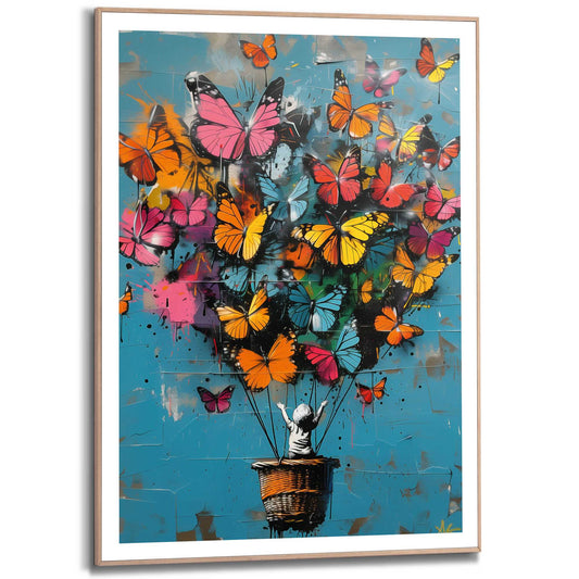 Framed in Wood Balloon Rising 70x50