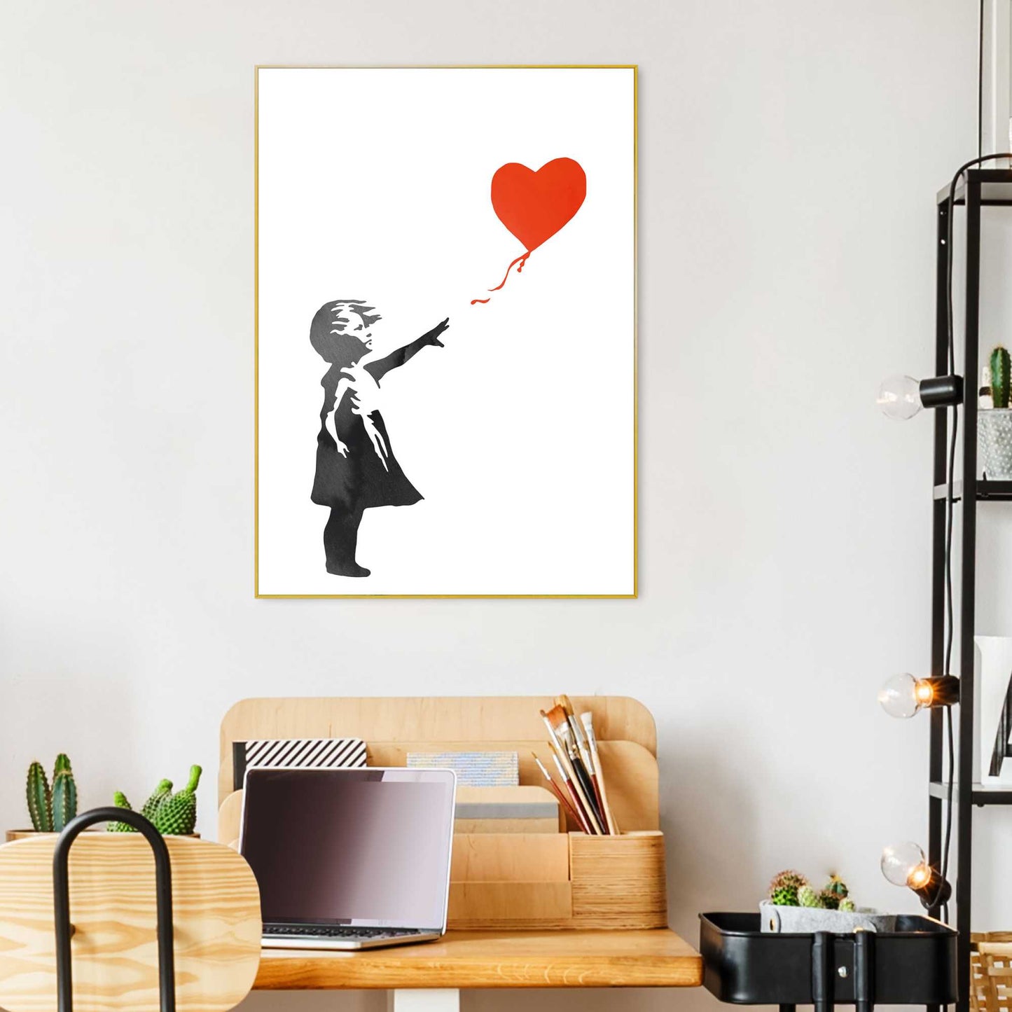 Framed in Gold Girl with Red Balloon 70x50
