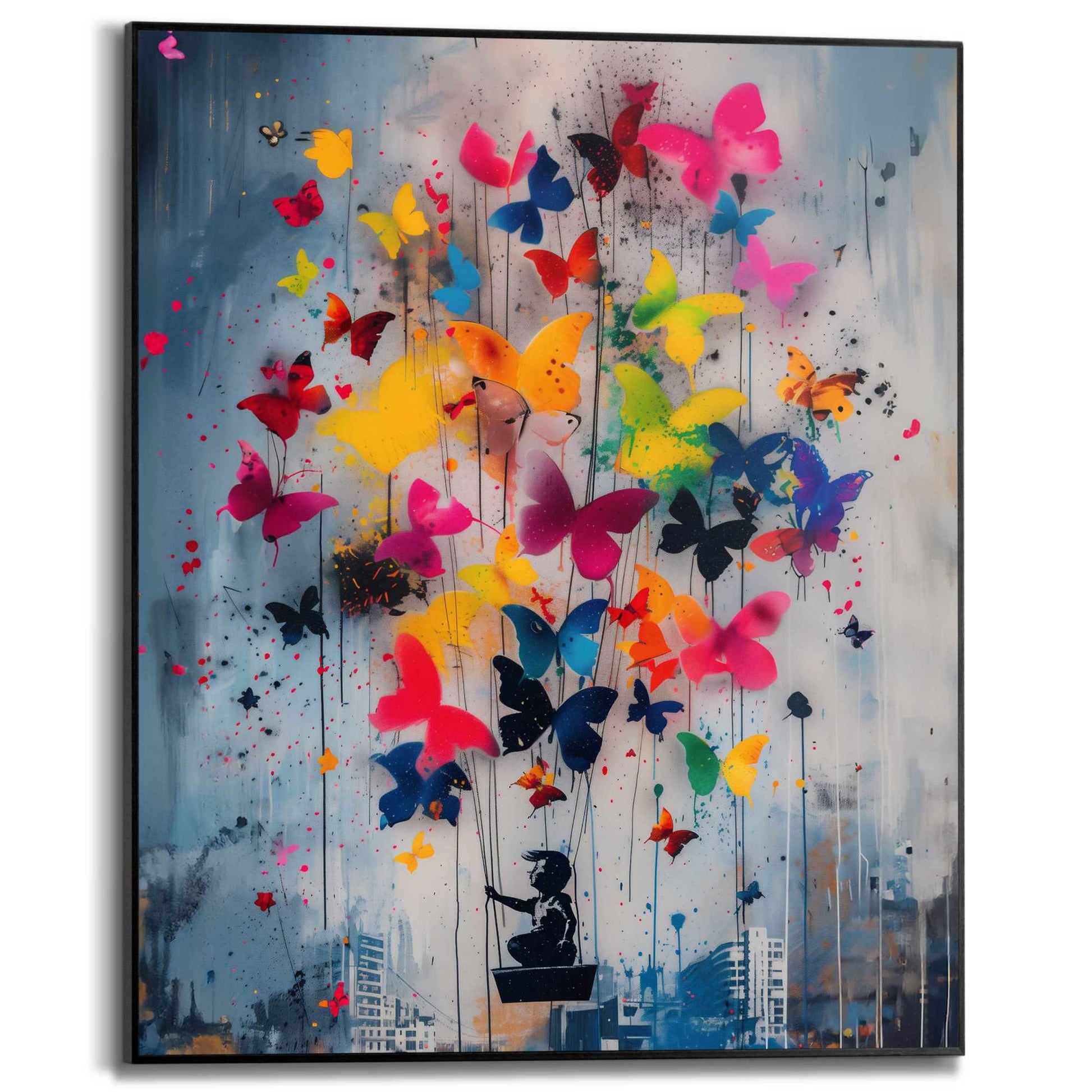 Framed in Black Bright Butterflies 50x40