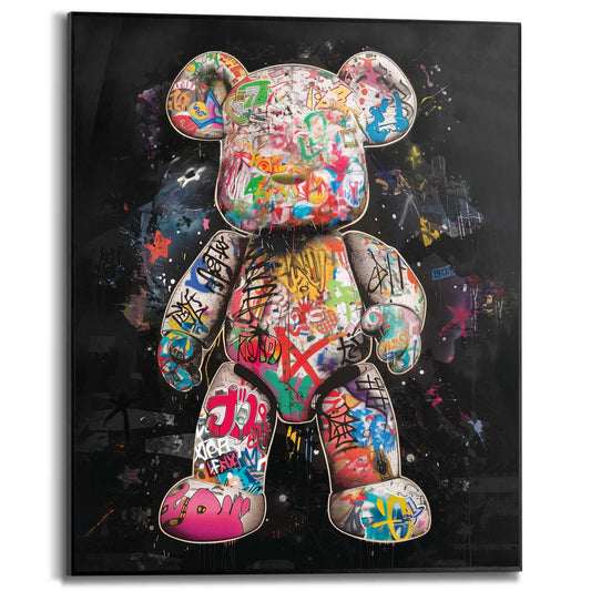 Framed in Black Bear - colourful 50x40