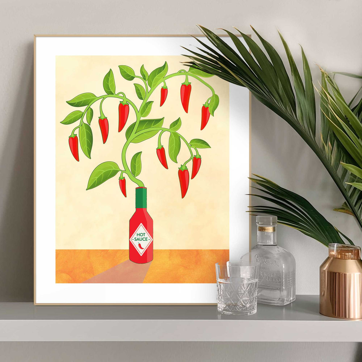 Framed in Wood Chilli Tree 50x40