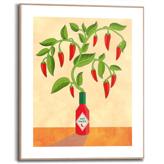 Framed in Wood Chilli Tree 50x40