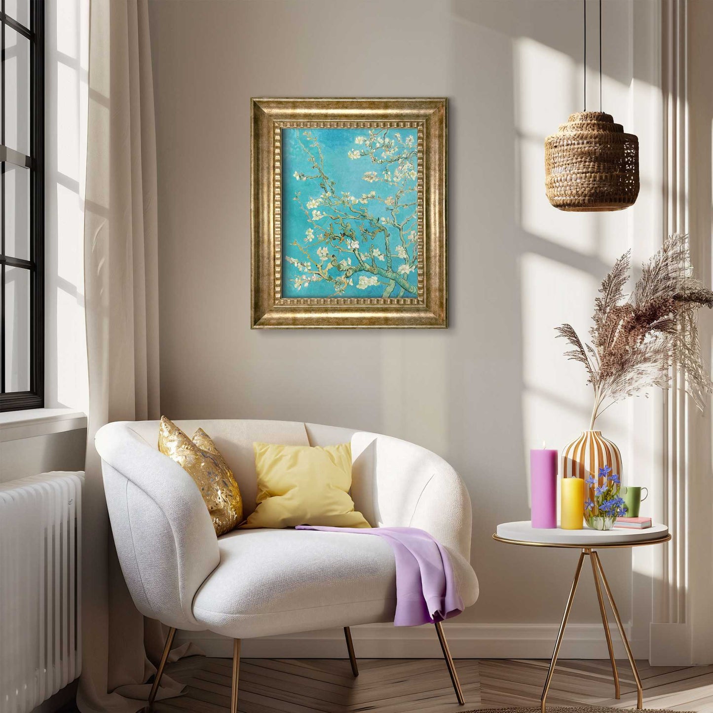 Stylish print in baroque frame Van Gogh - almondblossom 65x55