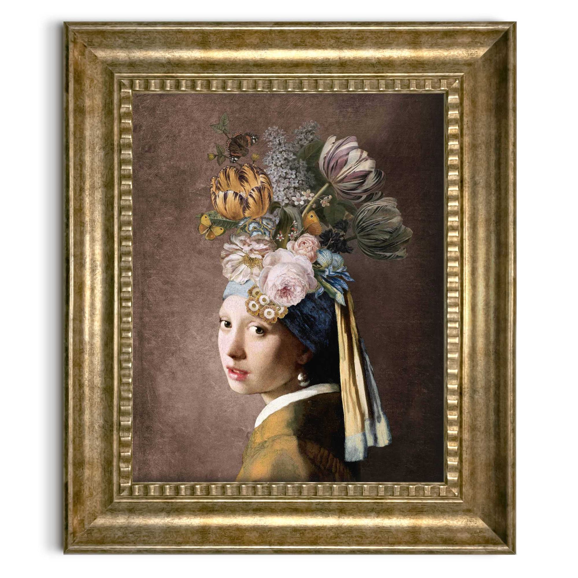 Stylish print in baroque frame Pearl and Flowers 65x55