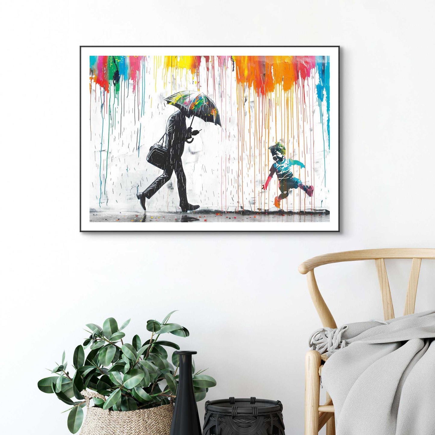 Framed in Black Colour Rain 50x70