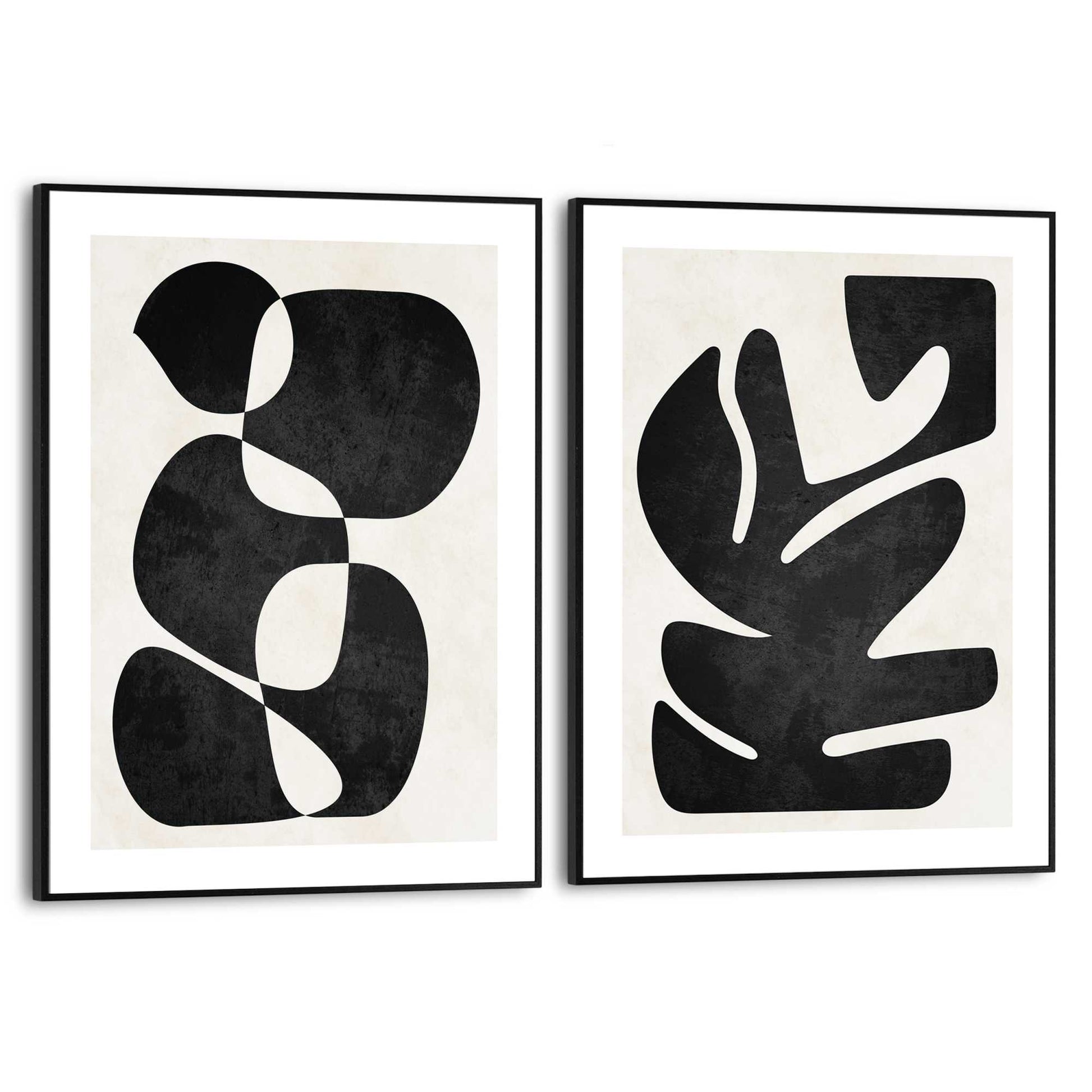 Framed in Black Abstract Black Set 40x30