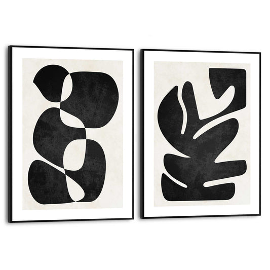 Framed in Black Abstract Black Set 40x30