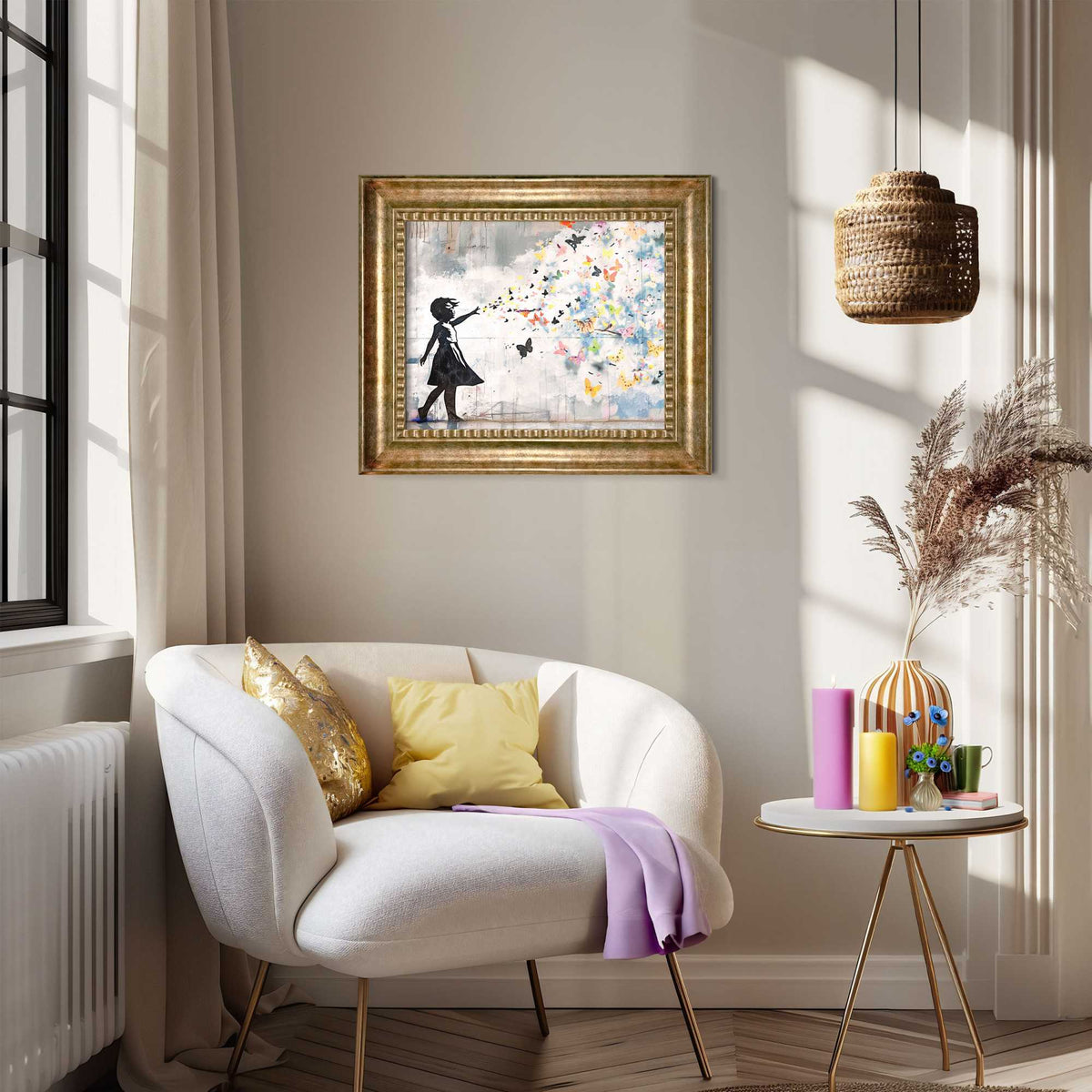 Stylish print in baroque frame Balloon Girl Bright 55x65