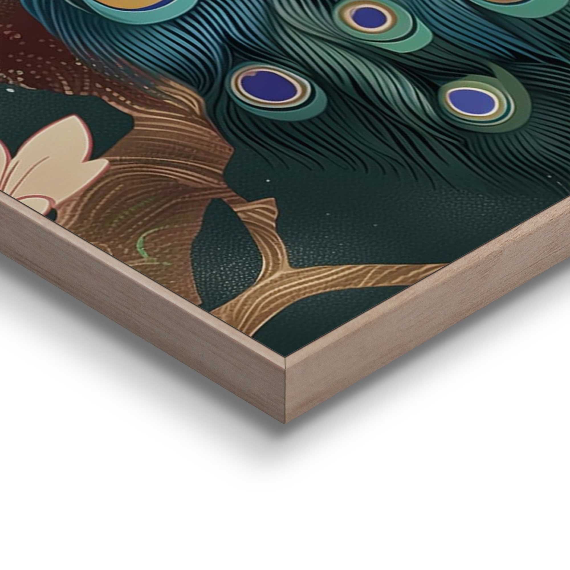 Framed in Wood Peacock 70x50 – Orangewallz