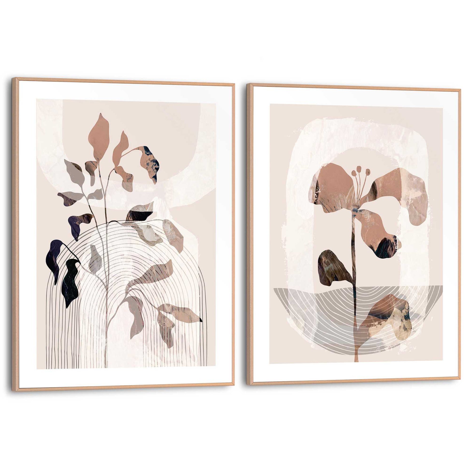 Framed in Wood Graphic Nature Set I 40x30