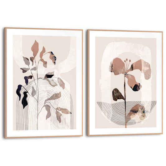 Framed in Wood Graphic Nature Set I 40x30