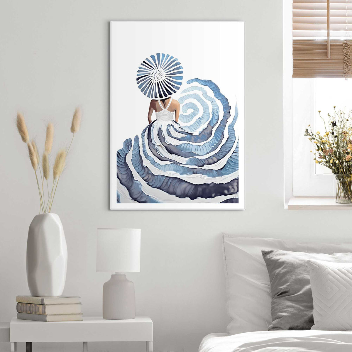 Framed in White Lady Blue 70x50