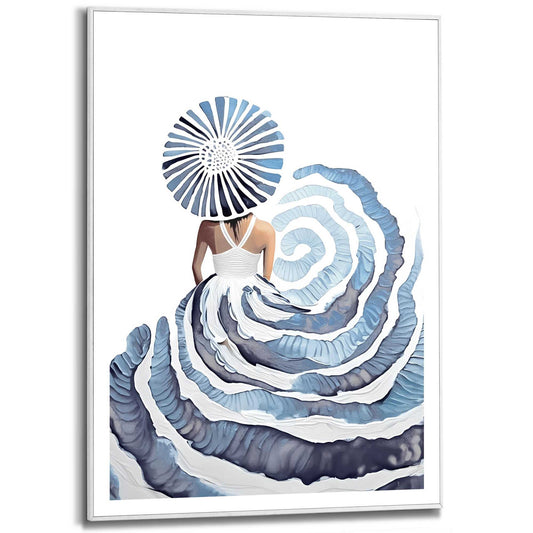 Framed in White Lady Blue 70x50