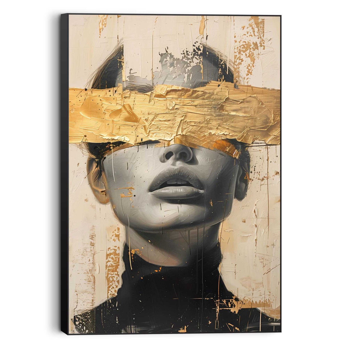 Framed Picture Woman in Gold 90x60