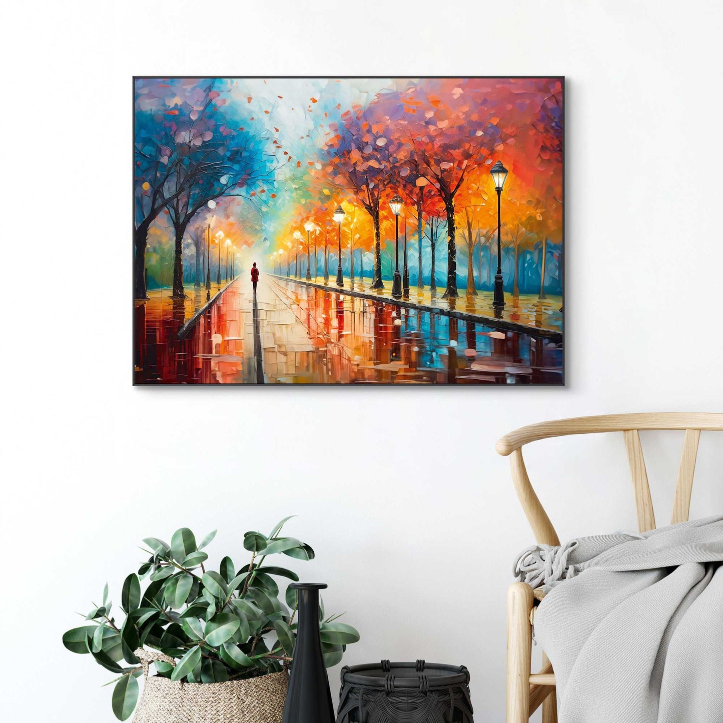 Framed in Black Colourful Lane 50x70