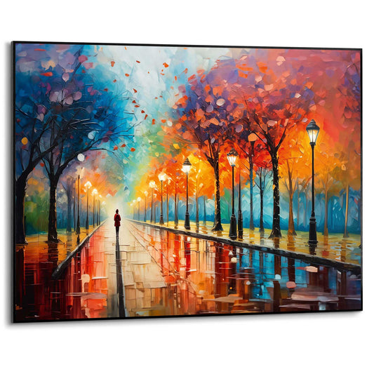 Framed in Black Colourful Lane 50x70