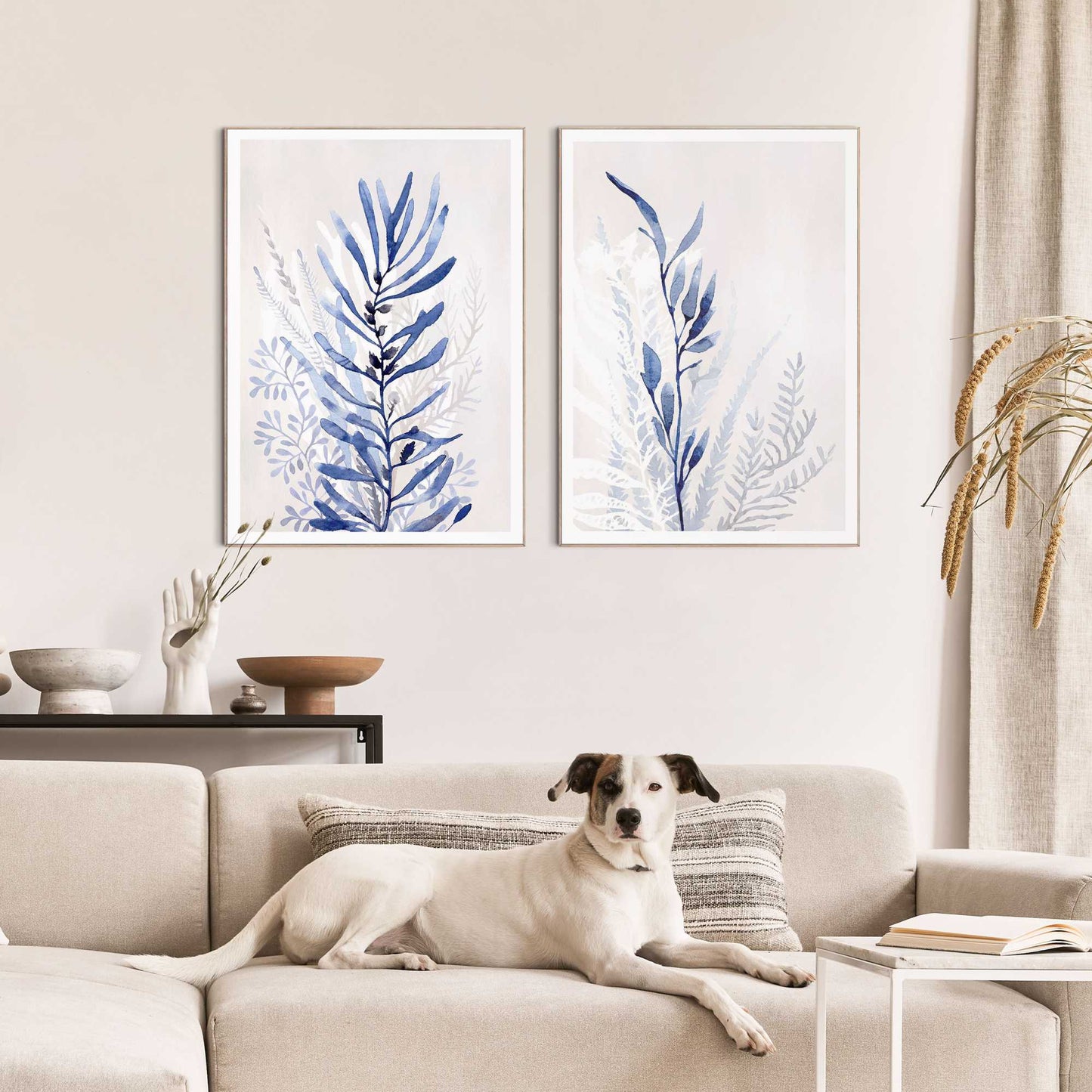 Framed in Wood Sea Plant 70x50